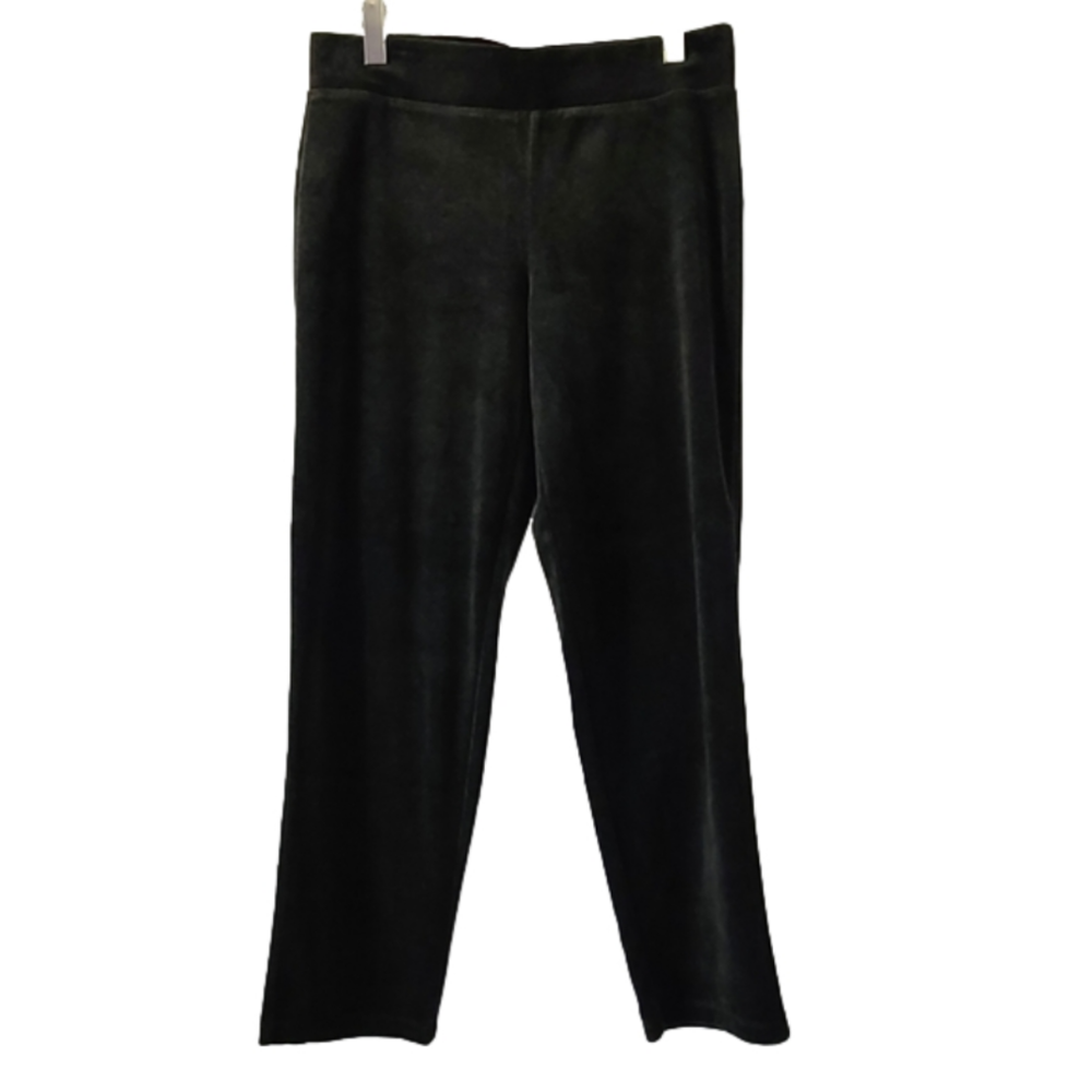 Talbots Charcoal Gray Velour Pull-On Pants MP NWT Relaxed Fit Straight Leg Petit